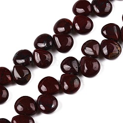 Natural Red Rainbow Jasper Beads Strands, Teardrop, Top Drilled, 12~12.5x10~11x5~5.5mm, Hole: 1~1.2mm, about 33pcs/strand, 8.86~10.2''(22.5~25.5cm)(G-T138-132)