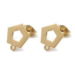 Ion Plating(IP) 304 Stainless Steel Stud Earring Findings, Pentagon, Golden, 11x10mm, Hole: 1.2mm, Pin: 0.7x11mm(STAS-I206-78G)