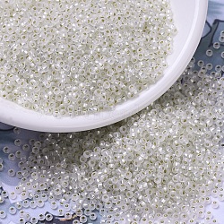 MIYUKI Round Rocailles Beads, Japanese Seed Beads, (RR1901) Semi-Frosted Silver Lined Crystal, 2x1.3mm, Hole: 0.8mm, about 1111pcs/10g(X-SEED-G007-RR1901)