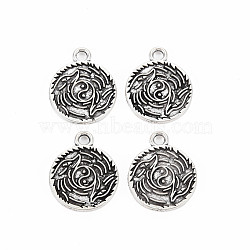 Tibetan Style Alloy Pendants, Cadmium Free & Lead Free, Flat Round, Antique Silver, 19.5x16x2mm, Hole: 2mm, about 635pcs/1000g(TIBE-S320-192AS)