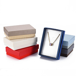 Cardboard Necklace Pendant Jewelry Gift Boxes, with White Sponge Inside, Rectangle, Mixed Color, 9.4x6.6x2.8cm(CBOX-N013-020)