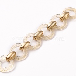 Handmade Transparent Acrylic Link Chains, with Spray Painted CCB Plastic Linking Rings, Unwelded, Ring, Beige, 39.37 inch(100cm), Ring: 31x4.5mm, 1m/strand(AJEW-JB00835-03)