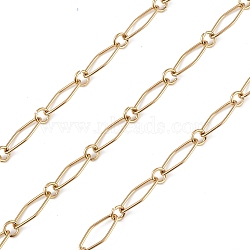 304 Stainless Steel Rhombus & Ring Link Chains, Unwelded, with Spool, Golden, 15x6.5x1mm, 5x1mm, about 32.81 Feet(10m)/Roll(CHS-C006-23G)