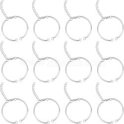 Nbeads DIY Flat Round Charm Bracelet Making Kits, Platinum, 107x4mm, 12pcs(DIY-NB0006-72)