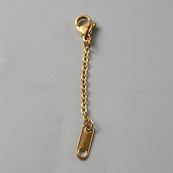 304 Staimless Steel Cable Chain Extender, End Chains with Lobster Claw Clasps and Chain Tabs, Golden, 50x2mm(STAS-WH0001-14A-G)