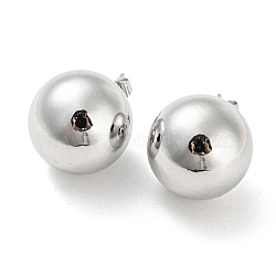 Brass Stud Earrings, Round Ball, Platinum, 28x16mm(EJEW-I300-04C-P)