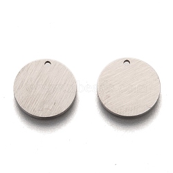 304 Stainless Steel Pendants, Stamping Blank Tag, Laser Cut, Double Side Drawbench Effect, Flat Round, Stainless Steel Color, 12x1mm, Hole: 1mm(STAS-O133-06B-P)