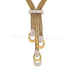 304 Stainless Steel Necklaces, Cubic Zirconia Necklaces, Golden, 20.87 inch(53cm)(NJEW-Q322-10G)