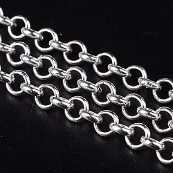 Iron Rolo Chains, Belcher Chain, Unwelded, Silver Color Plated, with Spool, Link: 5mm in diameter, 1.5mm thick, about 16.4 Feet(5m)/roll(X-CHT037Y-S)