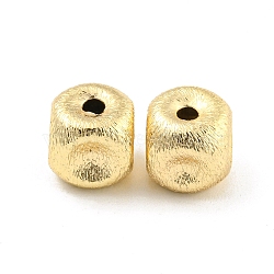 Brass Textured Beads, Square, Real 18K Gold Plated, 8x8x8mm, Hole: 2mm(KK-P258-04B-G)