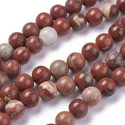 Natural Red Jasper Beads Strands, Round, Grade AB, Red, 8mm, Hole: 1mm, about 45~47pcs/strand, 15 inch(G-F348-02-8mm)