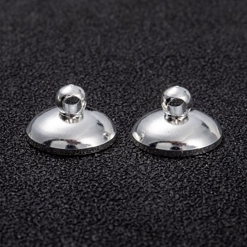 Brass Bead Cap Pendant Bails, for Globe Glass Bubble Cover Pendants, Long-Lasting Plated, 925 Sterling Silver Plated, 10x6mm, Hole: 1.8mm, Inner Diameter: 9mm