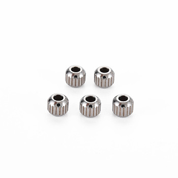 201 Stainless Steel Beads, Column, Cadmium Free & Nickel Free & Lead Free, Rondelle, Stainless Steel Color, 4x3.5mm, Hole: 1.6mm