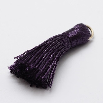 Nylon Tassels Pendant Decorations, with Alloy Findings, Purple, 31x7mm, Hole: 2x5mm