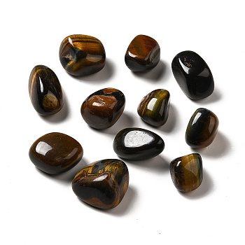 Natural Tiger Eye Beads, Tumbled Stone, Healing Stones for 7 Chakras Balancing, Crystal Therapy, Meditation, Reiki, Vase Filler Gems, No Hole/Undrilled, Nuggets, Alice Blue, 17~30x15~27x8~22mm