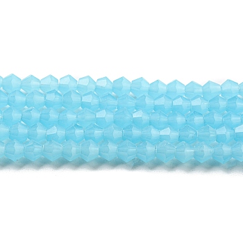 Imitation Jade Glass Beads Strands, Faceted, Bicone, Deep Sky Blue, 4x4mm, Hole: 0.8mm, about 82~85pcs/strand, 12.01~12.2 inch(30.5~31cm)