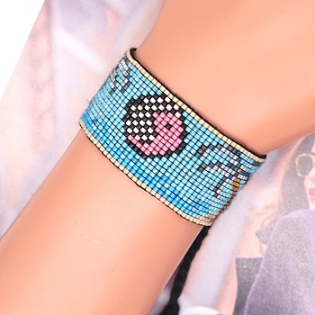 Miyuki Seed Braided Bead Bracelet, Coconut Tree Friendship Bracelet for Women, Dark Turquoise, 11 inch(28cm)