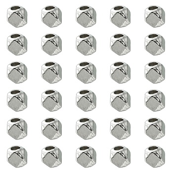 Polyhedron Alloy Finding Beads, Lead Free & Cadmium Free, Platinum, 3x3x3mm, Hole: 1mm