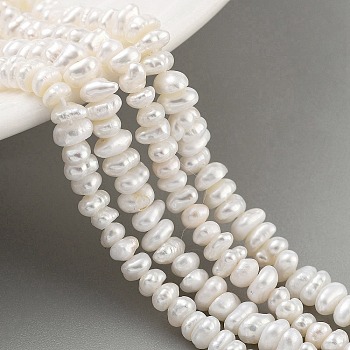 Natural Keshi Pearl Cultured Freshwater Pearl Beads Strands, Baroque Pearls, Nuggets, Grade 3A, Floral White, 3~4mm, Hole: 0.6mm, about 58pcs/strand, 7.09 inch(17.5~18cm)