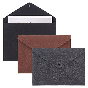 AHADEMAKER 3Pcs 3 Colors Felt File Stationery Storage Pockets, File Envelope Pouch, with Snap Button, Rectangle, Mixed Color, 245x340x6mm, 1pc/color