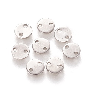 304 Stainless Steel Links connectors, Flat Round, Stainless Steel Color, 6x0.8mm, Hole: 1mm