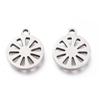 201 Stainless Steel Charms, Laser Cut, Lemon, Stainless Steel Color, 12x10x1mm, Hole: 1.2mm