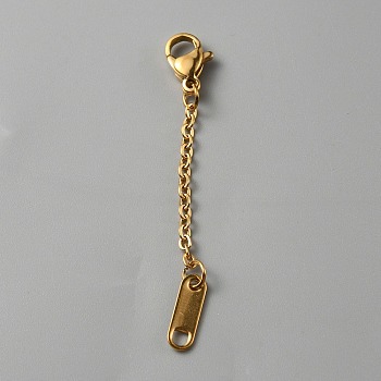 304 Staimless Steel Cable Chain Extender, End Chains with Lobster Claw Clasps and Chain Tabs, Golden, 50x2mm