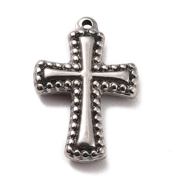 304 Stainless Steel Pendants, Cross, Stainless Steel Color, 18x12.5x3mm, Hole: 1mm
