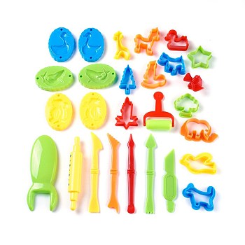 Mixed Plastic Plasticine Tools, Clay Dough Cutters, Moulds, Modelling Tools, Modeling Clay Toys For Children, Random Single Color or Random Mixed Color, 26pcs/set