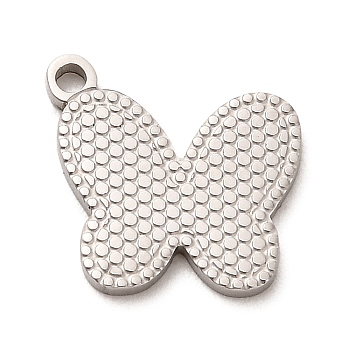 304 Stainless Steel Charms, Butterfly Charm, Stainless Steel Color, 14x14x1mm, Hole: 1.2mm
