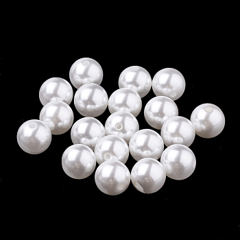 ABS Plastic Imitation Pearl Beads, Half Drilled Beads, Round, White, 6mm, Half Hole: 1.2mm, about 5000pcs/bag