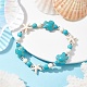 Turtle & Starfish Synthetic Turquoise Beaded Stretch Bracelet(BJEW-JB09968-02)-2
