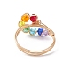 Colorful Glass Teardrop Finger Ring(RJEW-JR00653)-4