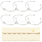 6Pcs Knot Shape Cuff Bangle, Simple Wire Wrap Open Bangle for Women, with 6Pcs Microfiber Flip Jewelry Bags, Stainless Steel Color, Inner Diameter: 2-5/8 inch(6.8cm)(BJEW-YW0001-19)
