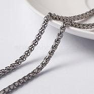 304 Stainless Steel Wheat Chains, Foxtail Chain, Unwelded, with Spool, Stainless Steel Color, 5x3x1mm, about 65.61 Feet(20m)/roll(CHS-L014-22P)