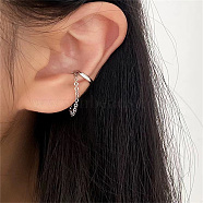 Metallic Tassel Chain Clip-on Earrings for Daily Wear, Women's Jewelry, Platinum(XL8272-2)