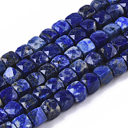Natural Lapis Lazuli Beads Strands, Faceted, Cube, 4~4.5x4~4.5x4~4.5mm, Hole: 0.8mm, about 100pcs/strand, 15.35 inch(39cm)(G-R460-038)