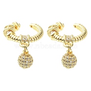 Rack Plating Brass Micro Pave Cubic Zirconia Cuff Earring, Cadmium Free & Lead Free, Long-Lasting Plated, Real 18K Gold Plated, 15.5x4x17.5mm(EJEW-C086-14G)