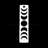 5Pcs 201 Stainless Steel Pendants, Laser Cut, Moon Phase Bar Charm, Stainless Steel Color, 35x8x1mm, Hole: 1.8mm(STAS-SZ0002-09P)