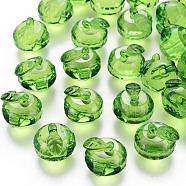 Transparent Acrylic Pendants, Faceted, 3D Apple, Green, 17.5x19x18mm, Hole: 2mm, about 173pcs/500g(TACR-T024-05B-925)