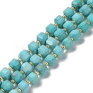 Natural Howlite Beads Strands, Dyed, Faceted, Cube, with Seed Beads, 6.5~7x6.5~7x6.5~7mm, Hole: 1mm, about 43pcs/strand, 15.16~15.35''(38.5~39cm)(G-E604-C01)