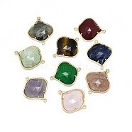 Natural Gemstone Links connectors, with Golden Tone Brass Findings, Faceted, 26x21.5x5.5mm, Hole: 1.5~1.6mm(G-L514-018)