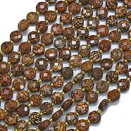 Natural Starburst Jasper Beads Strands, with Seed Beads, Faceted, Flat Round, 6~6.5x4mm, Hole: 1mm, about 50pcs/strand, 15.35''(39cm)(G-K389-B24-01)