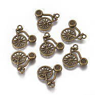 Tibetan Style Alloy Pendants, Cadmium Free & Lead Free, Bicycle/Penny Farthing, Antique Bronze, 17x18x3mm, Hole: 1.5mm(TIBEP-0734-AB-LF)