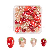 40Pcs Handmade Lampwork 3D Strawberry Beads, Strawberry, Mixed Color, 10~16x8~11mm, Hole: 2mm,(LAMP-LS0001-10)