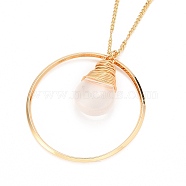 Teardrop Glass Beads Pendant Necklaces, with Golden Plated Brass Figaro Chains and Lobster Claw Clasps, Clear, 20 inch(50.7cm)(NJEW-JN03205-05)