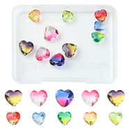 10Pcs 2 Style Faceted K9 Glass Rhinestone Cabochons, Pointed Back, Heart, Mixed Color, 7.8~10.3x8~10x4.2~5mm, 5pcs/style(GGLA-FS0001-02)