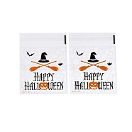Halloween Theme Plastic Bakeware Bag, with Self-adhesive, for Chocolate, Candy, Cookies, Square, Dark Orange, 130x100x0.2mm, about 100pcs/bag(OPP-Q004-01B)