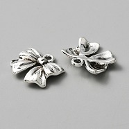 Tibetan Style Alloy Pendants, Bowknot Charms, Antique Silver, 16x17x3mm, Hole: 2mm(FIND-CJC0007-67)