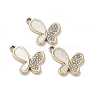 Alloy Pendants, with Shell and Rhinestone, Cadmium Free & Lead Free, Butterfly, 16.5x19x2mm, Hole: 1.6mm(FIND-C042-07G-04)